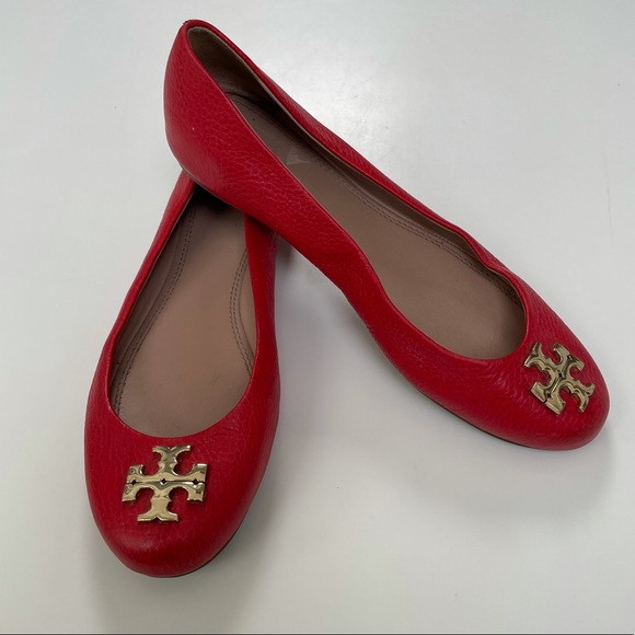 Tory Burch Shoes - Tory Burch Red Leather Flats 7.5 M